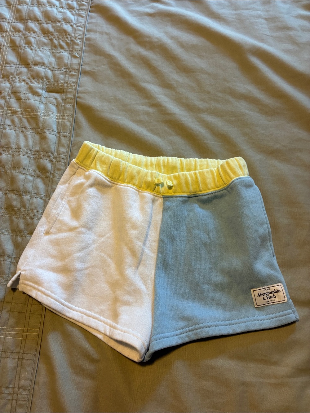 Abercrombie & Fitch Yellow, White & Light Blue Colorblock Lounge Shorts